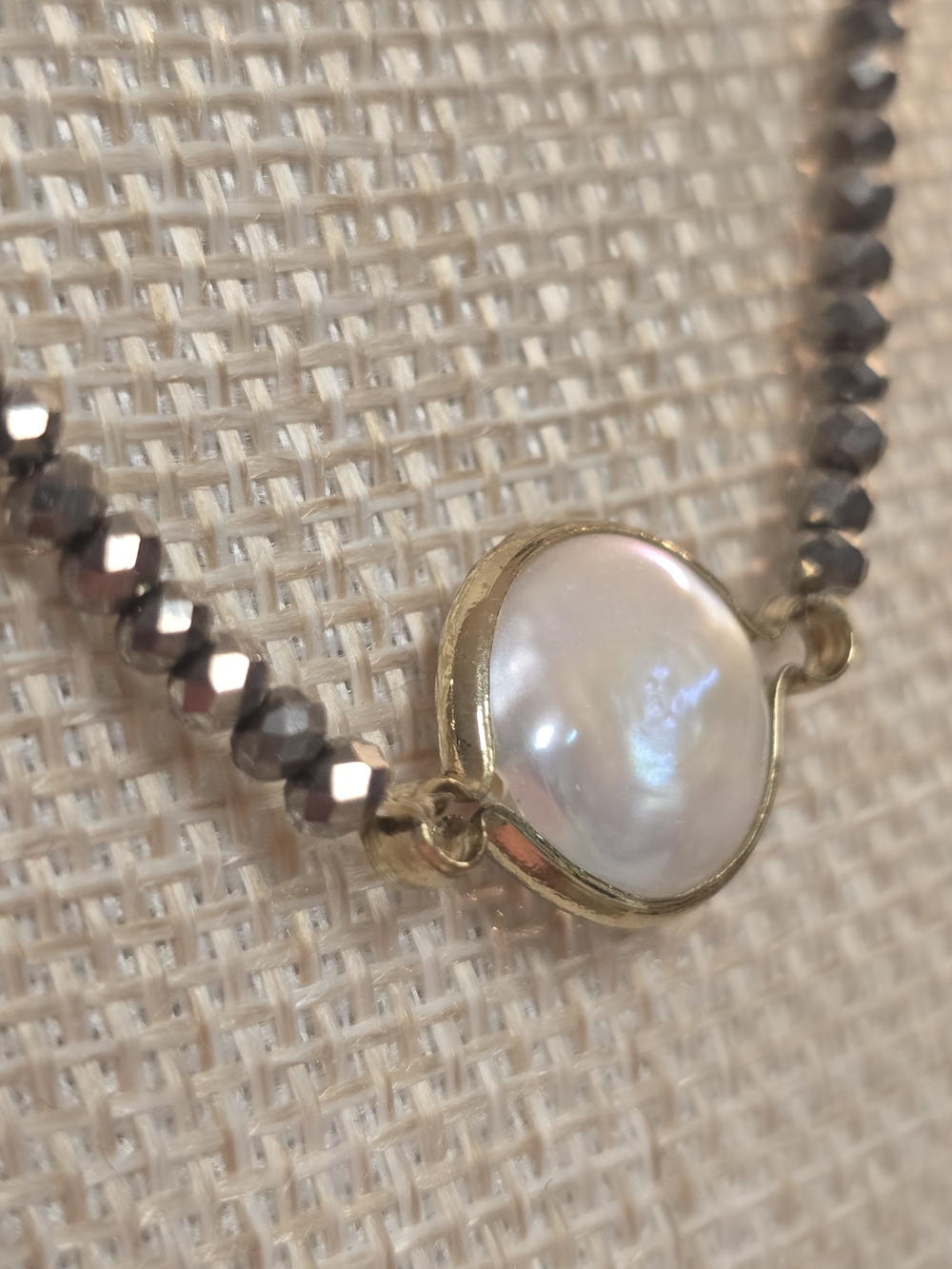 Gold Pearl Accent Beaded Necklace - White Pearl